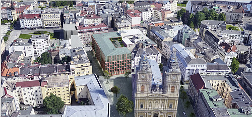 Tak by mělo vypadat centrum Ostravy po zástavbě proluky za katedrálou...