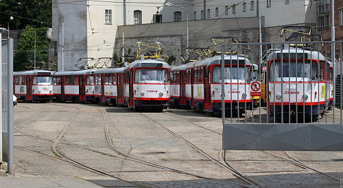 Depo tramvají v Olomouci.