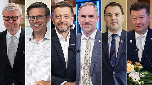 Zleva Karel Havlíček (ANO), Martin Kupka (ODS), Vít Rakušan (STAN), Zdeněk Hřib...