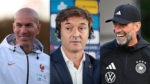 Zleva Zinédine Zidane, Santi Denia a Jürgen Klopp