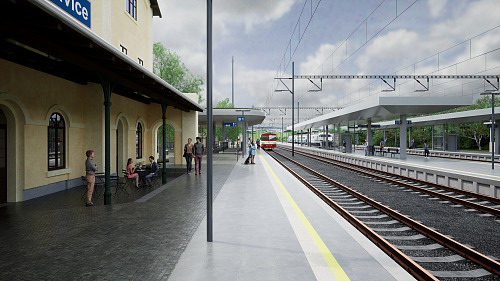 Vizualizace modernizované železniční trati z pražské Ruzyně do Kladna:...