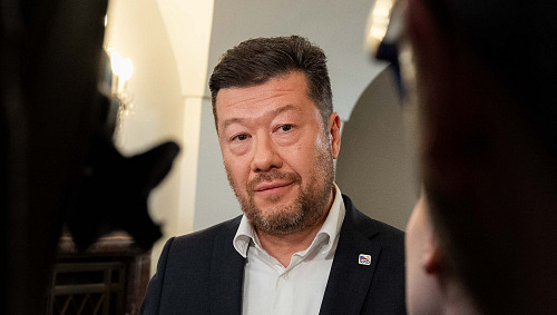 Tomio Okamura (SPD) na tiskové konferenci (10.července 2026)