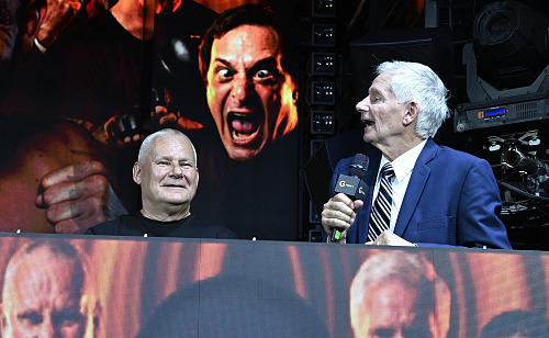 Tisková konference bojové organizace G MMA. Na snímku je Jiří Kajínek a...