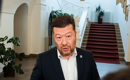 Tomio Okamura (SPD) na tiskové konferenci (10.července 2026)