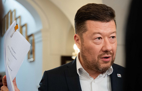 Tomio Okamura (SPD) na tiskové konferenci (10.července 2026)
