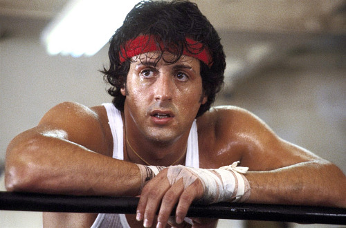 Sylvester Stallone jako boxer Rocky Balboa ve filmu Rocky II z roku 1979