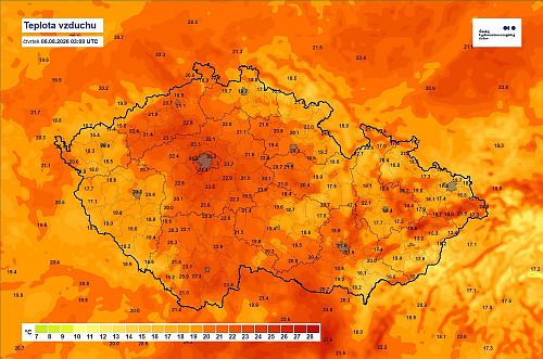 Český hydrometeorologický ústav informoval o čtvrtečních ranních teplotách. (6....