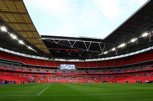 Pohled na tribuny stadionu Wembley v Londýně před zápasem Ligy národů mezi...