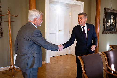 Prezident republiky Petr Pavel přijal na Hradě předsedu hnutí ANO Andreje...