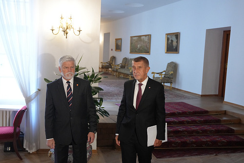 Prezident Petr Pavel přijal na Hradě premiéra Andreje Babiše (8. května 2026)