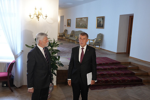Prezident Petr Pavel přijal na Hradě premiéra Andreje Babiše (8. května 2026)