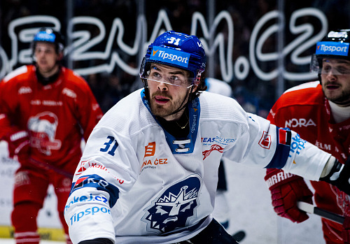 Kladno, 24. 10. 2025. Rytíři Kladno - HC Olomouc. Domácí Kryštof Hrabík.