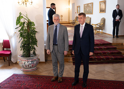 Setkání prezidenta Petra Pavla s premiérem Andrejem Babišem na Pražském hradě...