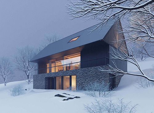 Horská chata v Jizerských horách, v části Černá Říčka, architektonického studia...