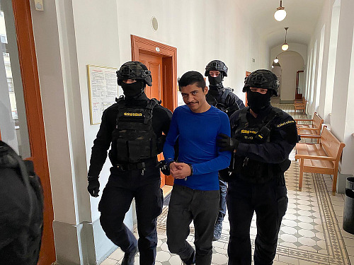Patrika Pila přivedla ke Krajskému soudu v Plzni vězeňská zásahová služba....