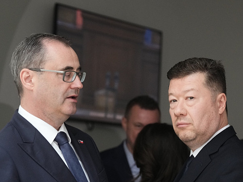 Tisková konference poslaneckého klubu SPD. Na snímku předseda SPD Tomio Okamura...