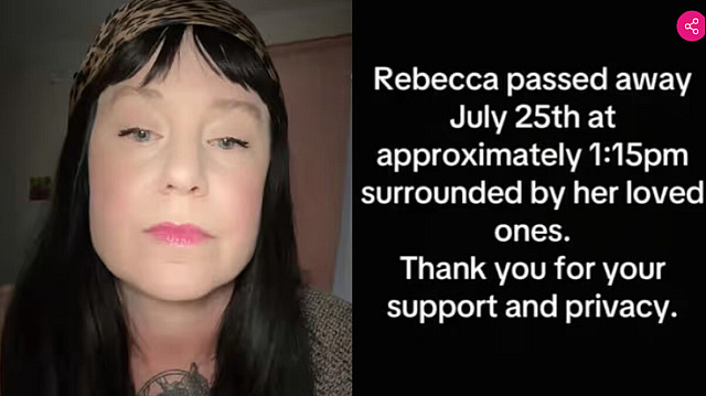 Oznámení o úmrtí influencerky Rebeccy Luny