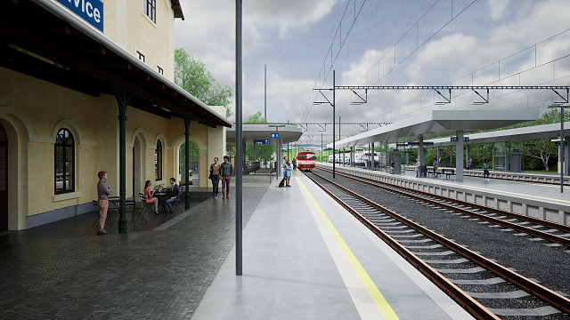 Vizualizace modernizované železniční trati z pražské Ruzyně do Kladna:...
