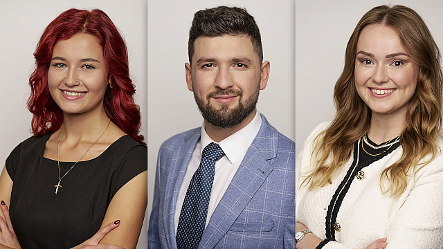 Katerina Demetrashvili, Matěj Gregor a Anežka Nedomová.