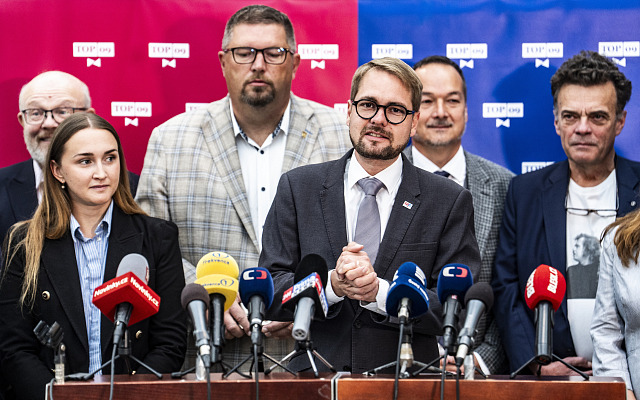 Předseda TOP 09 Matěj Ondřej Havel při zahájení horké fáze kampaně strany před...