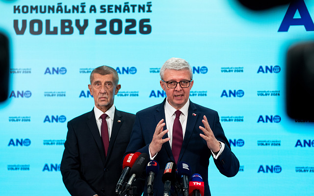 Volební štáb Hnutí ANO v Praze na Chodově. Tisková konference Andrej Babiš a...