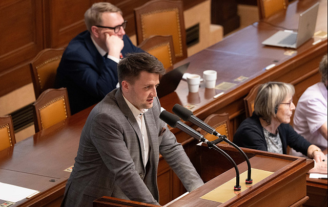 Ústní interpelace v rámci jednání Poslanecké sněmovny. Na snímku Štěpán Slovák...