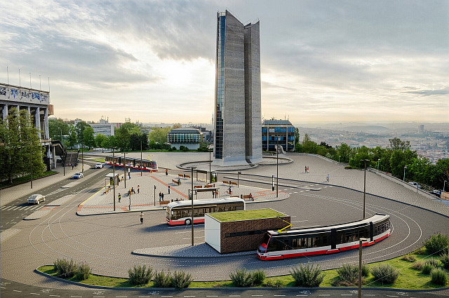 Vizualizace nové tramvajové zastávky Strahov.