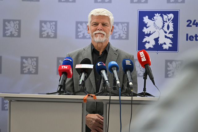 Briefing prezidenta Petra Pavla před odletem do USA na Valné shromáždění OSN....