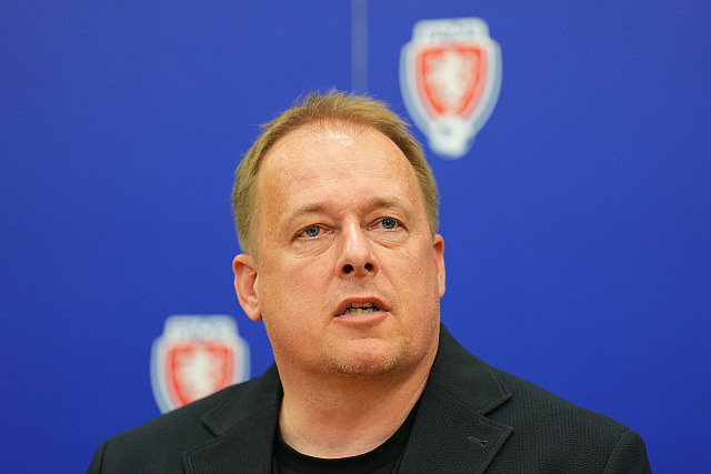 Šéf českého fotbalu David Trunda na tiskové konferenci po mimořádném zasedání...