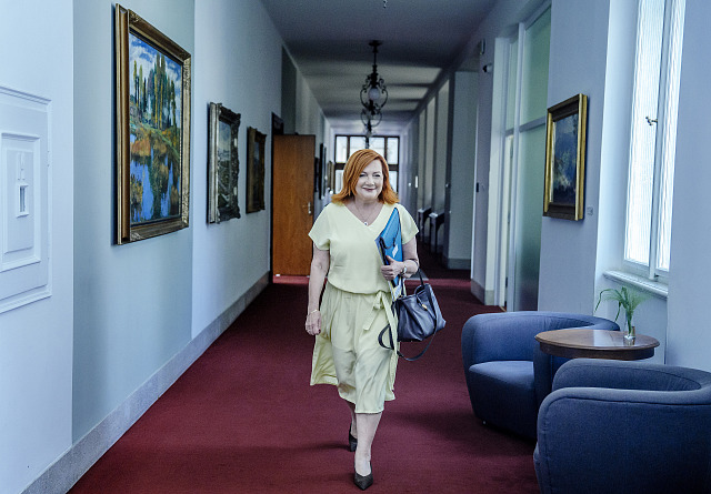 Ministryně financí Alena Schillerová přichází na jednání vlády, která se bude...