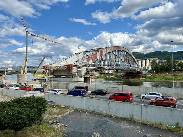 Benešův most v Ústí nad Labem během opravy. (27. července 2026)
